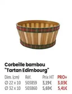 Retif Corbeille bambou Tartan Edimbourg offre