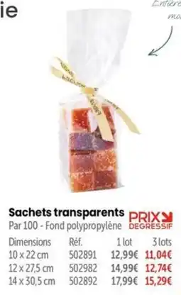Retif Sachets transparents offre