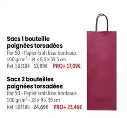 Retif Sacs 1 bouteille poignées torsadées offre