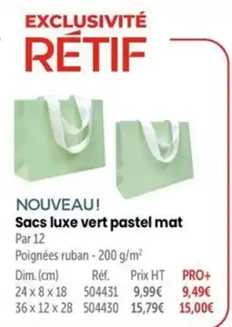 Retif RÉTIF Sacs luxe vert pastel mat offre