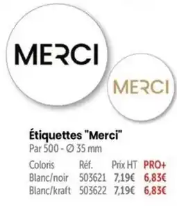 Retif MERCI Étiquettes offre