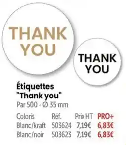Retif Étiquettes Thank you offre