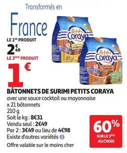 Auchan Supermarché Petits Coraya Bâtonnets de surimi offre