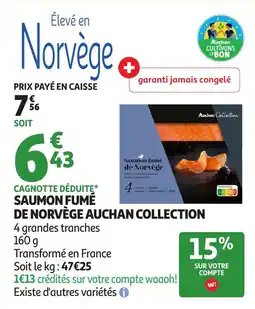 Auchan Supermarché Auchan Collection Saumon fumé de Norvège offre