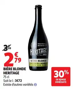 Auchan Supermarché HÉRITAGE Bière blonde offre