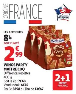 Auchan Supermarché Maître Coq Wings Party offre