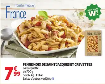 PLAT CUISINÉ FAMILIAL PENNE CREVETTES & NOIX DE ST-JACQUES AU PESTO ROSSO