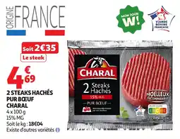 Auchan Supermarché CHARAL 2 Steaks Hachés offre