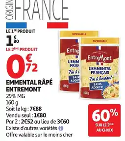 Auchan Supermarché Entremont Emmental râpé offre