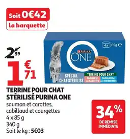 Auchan Supermarché PURINA ONE TERRINE POUR CHAT STÉRILISÉ offre