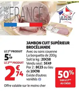 Auchan Supermarché Jambon Cuit Supérieur Brocéliande offre