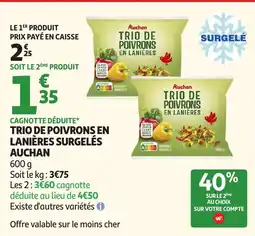 Auchan Supermarché Auchan Trio de poivrons en lanières offre
