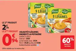 Auchan Supermarché Knorr & La Potagère Velouté 9 Légumes offre