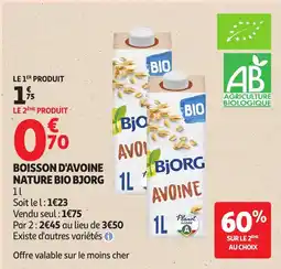 Auchan Supermarché BJORG Boisson d'avoine offre