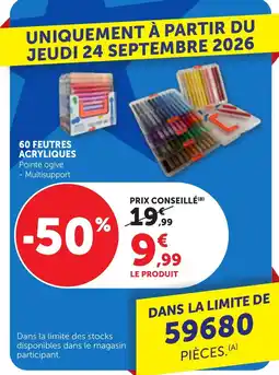 Bi1 60 FEUTRES ACRYLIQUES offre