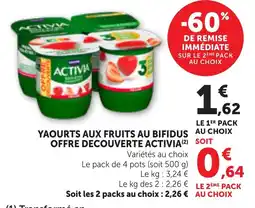 Bi1 ACTIVIA Yaourts aux fruits au bifidus offre