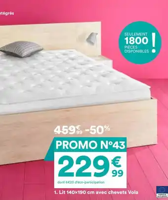 BUT Lit 140x190 cm avec chevets vola offre