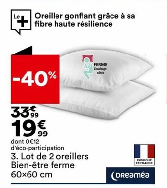 BUT Lot de 2 oreillers bien-être ferme offre