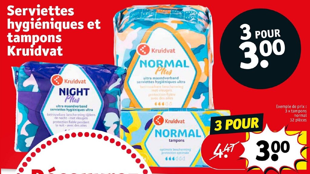 Promo Serviettes hygiéniques et tampons kruidvat chez Kruidvat