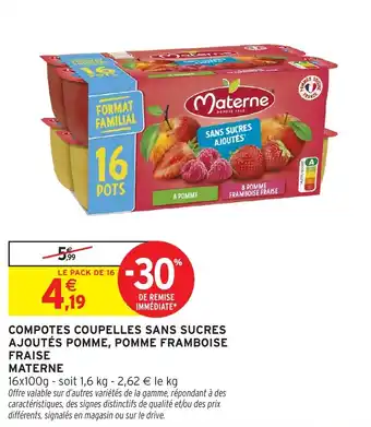 Materne Compotes coupelles sans sucres ajoutés