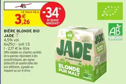 Intermarché Hyper JADE Bière blonde bio offre