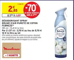 Intermarché Hyper Febreze Brume d'air Pureté de Coton offre
