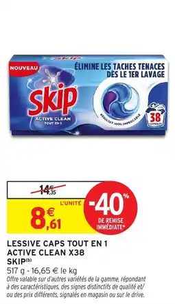 Intermarché Express SKIP Lessive caps tout en 1 Active Clean offre