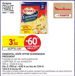 Intermarché Express Président Emmental Râpé Fondant offre
