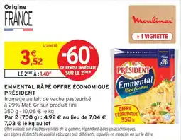 Intermarché Président Emmental Râpé Fondant offre