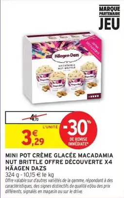 Intermarché Häagen-Dazs MINI POT CRÈME GLACÉE MACADAMIA NUT BRITTLE offre