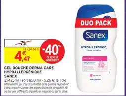 Intermarché Sanex Gel douche derma care hypoallergénique offre