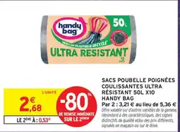 Intermarché Handy Bag Sacs poubelle poignées coulissantes ultra résistant 50L offre