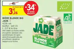 Intermarché JADE BIÈRE BLONDE BIO offre