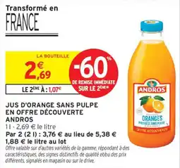 Intermarché ANDROS JUS D'ORANGE SANS PULPE offre