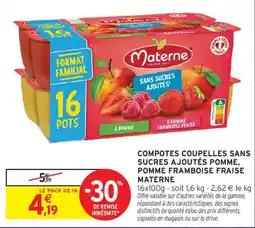 Intermarché Materne Compotes coupelettes offre