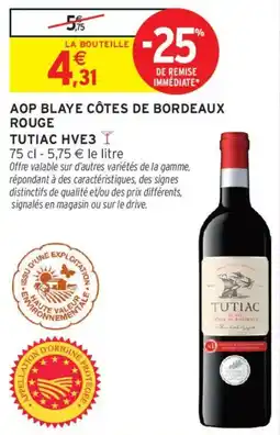 Intermarché TUTIAC AOP BLAYE CÔTES DE BORDEAUX ROUGE offre
