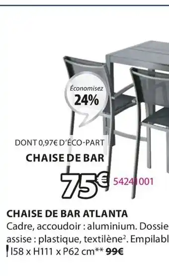 JYSK Chaise de bar atlanta offre