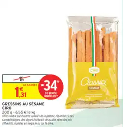 Intermarché Contact CIRO Gressins au sésame offre