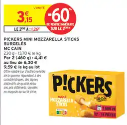 Intermarché Contact McCain Pickers mini mozzarella sticks offre