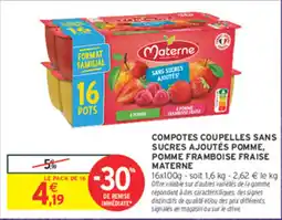 Intermarché Contact Materne Compotes coupelettes sans sucres ajoutés offre