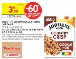 Intermarché Contact JORDANS COUNTRY CRISP CHOCOLAT NOIR offre