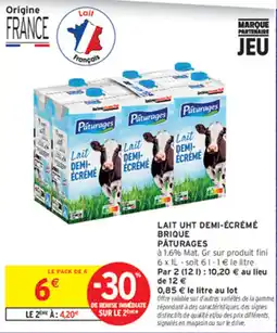 Intermarché Contact Pâturages Lait DEMI-ÉCRÉMÉ offre