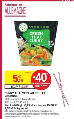 Intermarché Express Youcook curry thaï vert au poulet offre