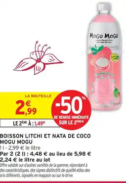 Intermarché Express Mogu mogu boisson litchi et nata de coco offre