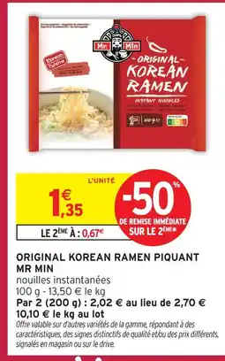 Intermarché Express Mr min original korean ramen piquant offre