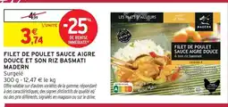 Intermarché Express Madern filet de poulet sauce aigre douce et son riz basmati offre