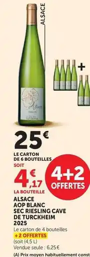 Hyper U Alsace aop blanc sec riesling cave de turckheim 2023 offre