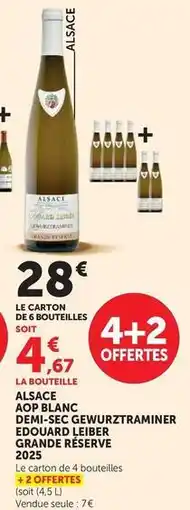 Hyper U Alsace aop blanc demi-sec gewurztraminer edouard offre