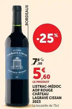 Hyper U Listrac-médoc aop rouge offre
