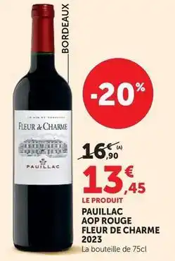 Hyper U Pauillac aop rouge fleur de charme 2023 offre